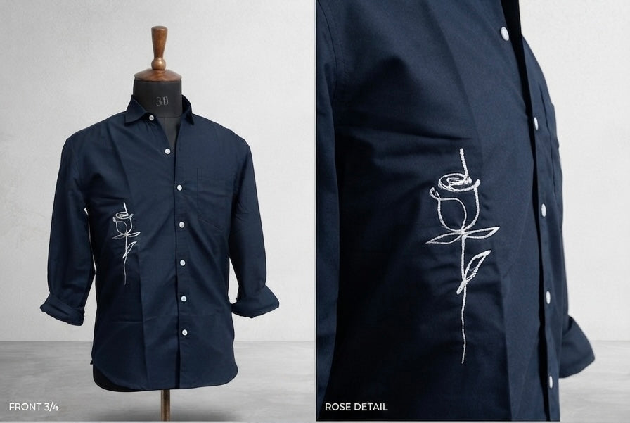 Floral embroidery shirt