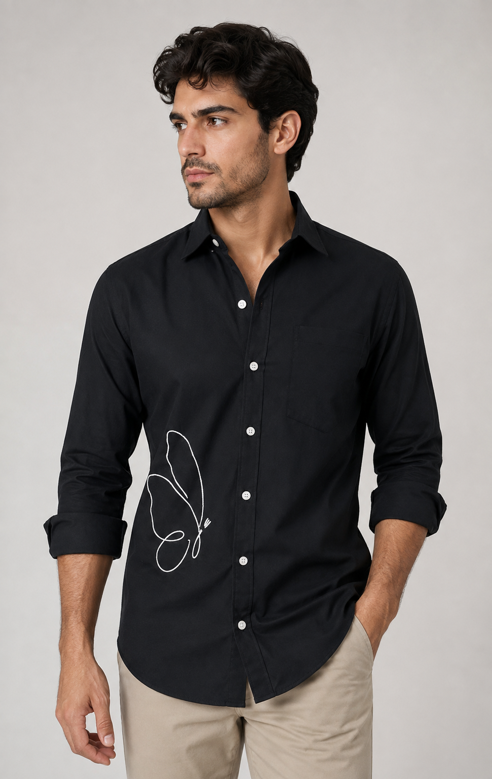 Butterfly embroidery shirt by LION